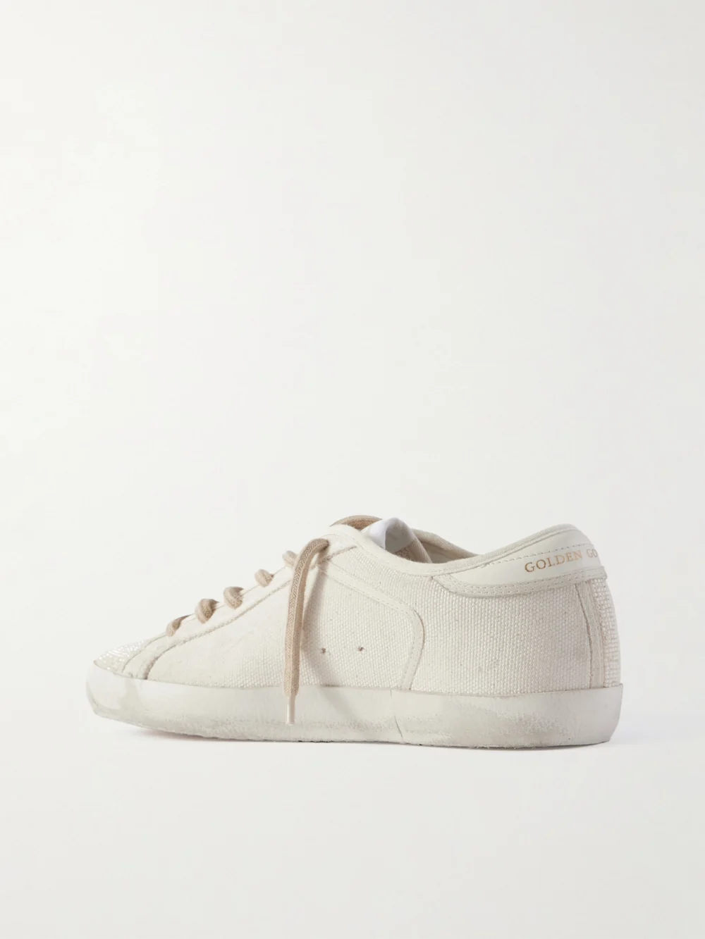 Back view of the Golden Goose Super-star Leather-trimmed Bead-embellished Canvas Sneakers