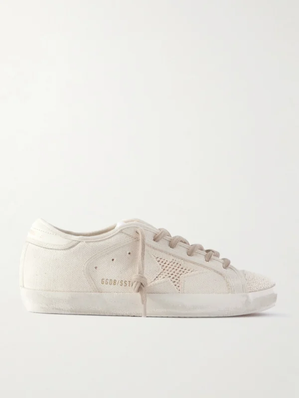 Golden Goose Super-star Leather-trimmed Bead-embellished Canvas Sneakers