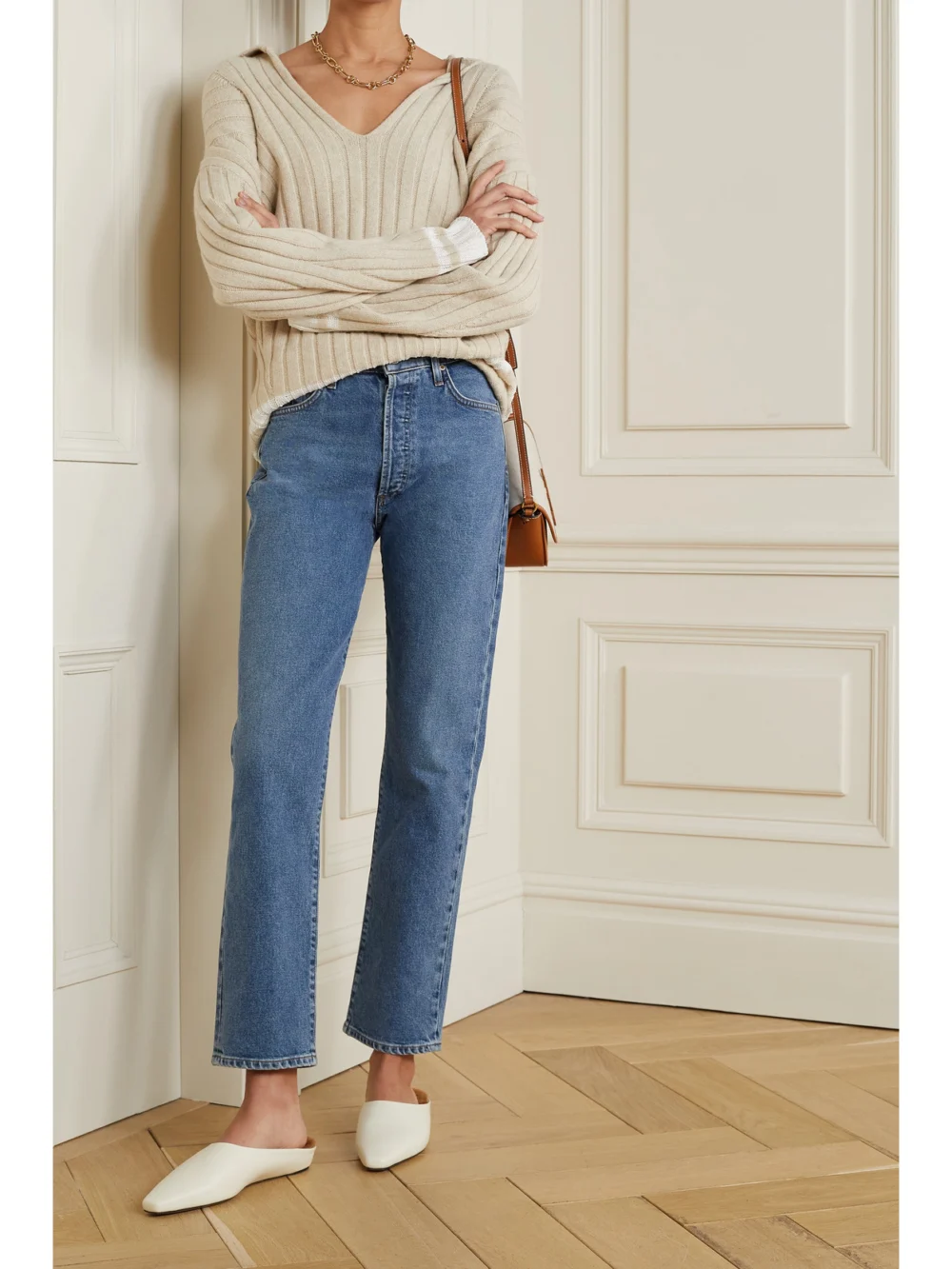 Goldsign High-rise Straight-leg Jeans, worn by a model