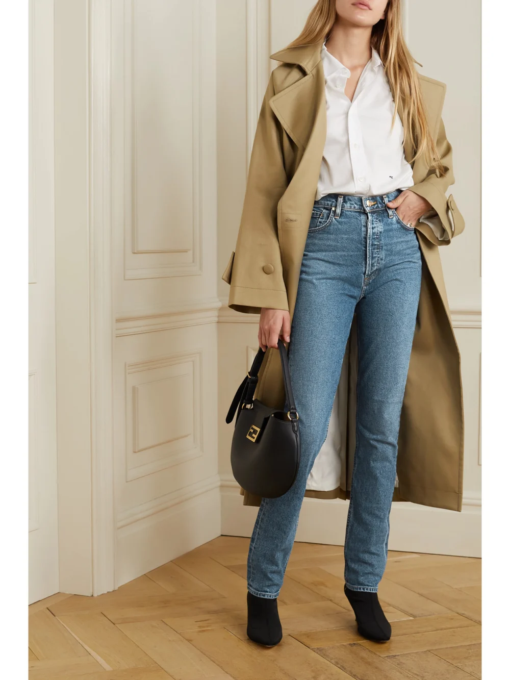 Goldsign Lawler High-rise Slim-leg Jeans, worn by a model