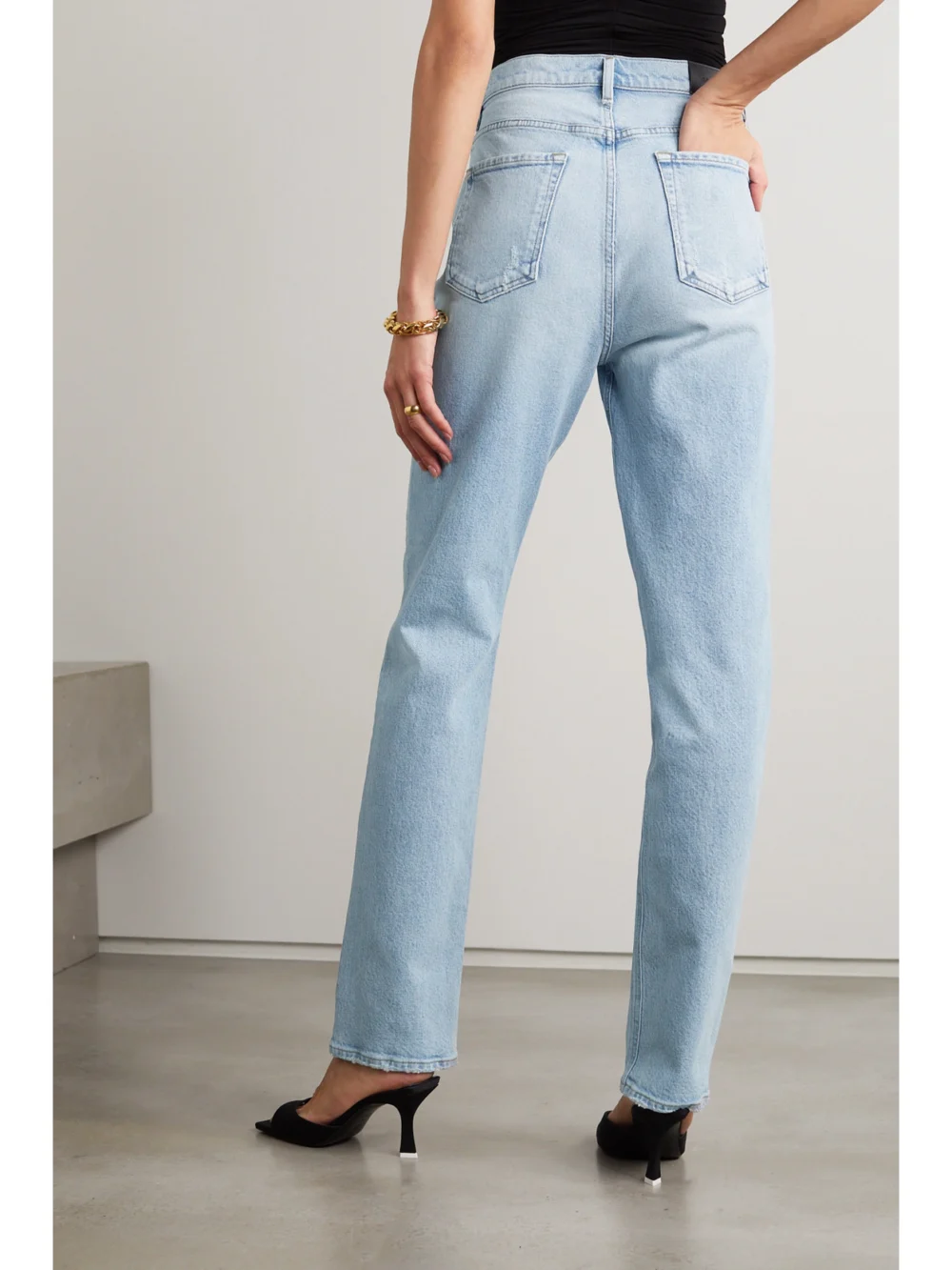 Back view of the Goldsign Lawler High-rise Straight-leg Organic Jeans