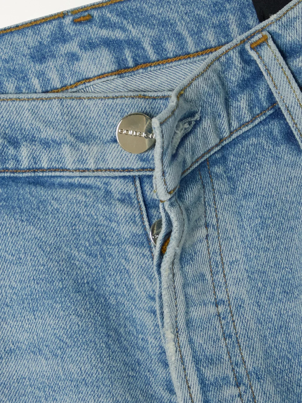 Close-up detail of the Goldsign Lawler High-rise Straight-leg Organic Jeans