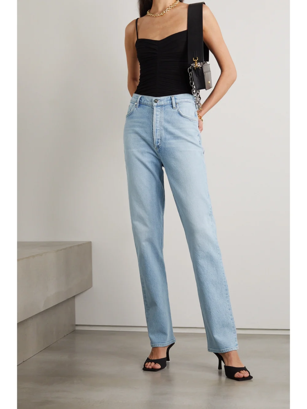 Goldsign Lawler High-rise Straight-leg Organic Jeans, worn by a model