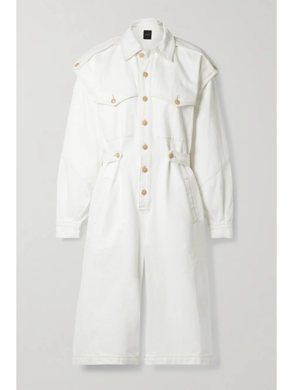Goldsign The Cullotte Cropped Denim Jumpsuit in white