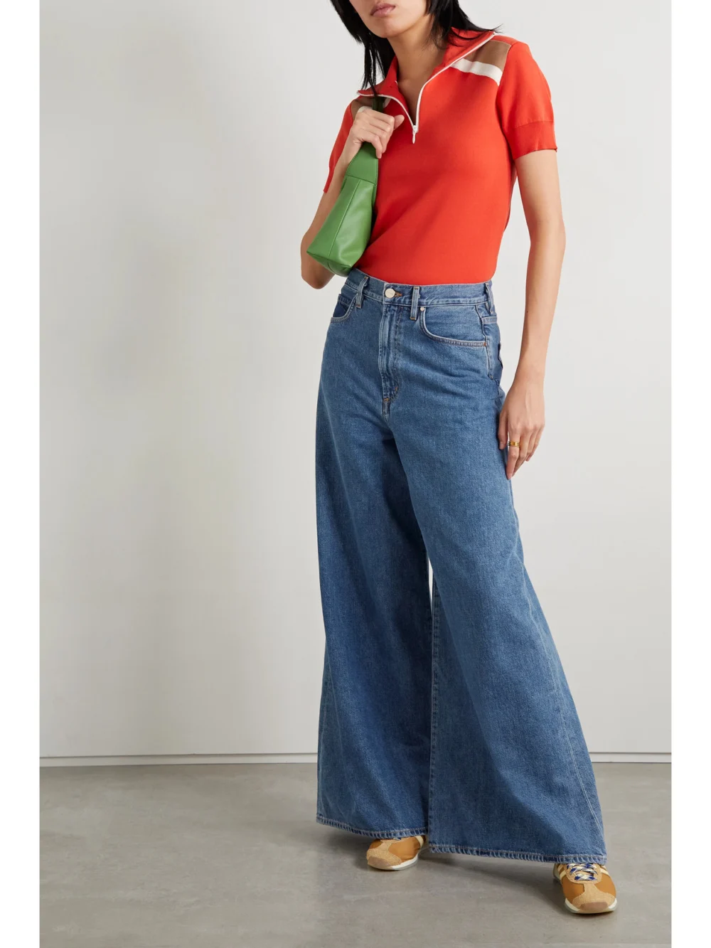 Goldsign The Gaucho Organic High-rise Wide-leg Jeans, worn by a model