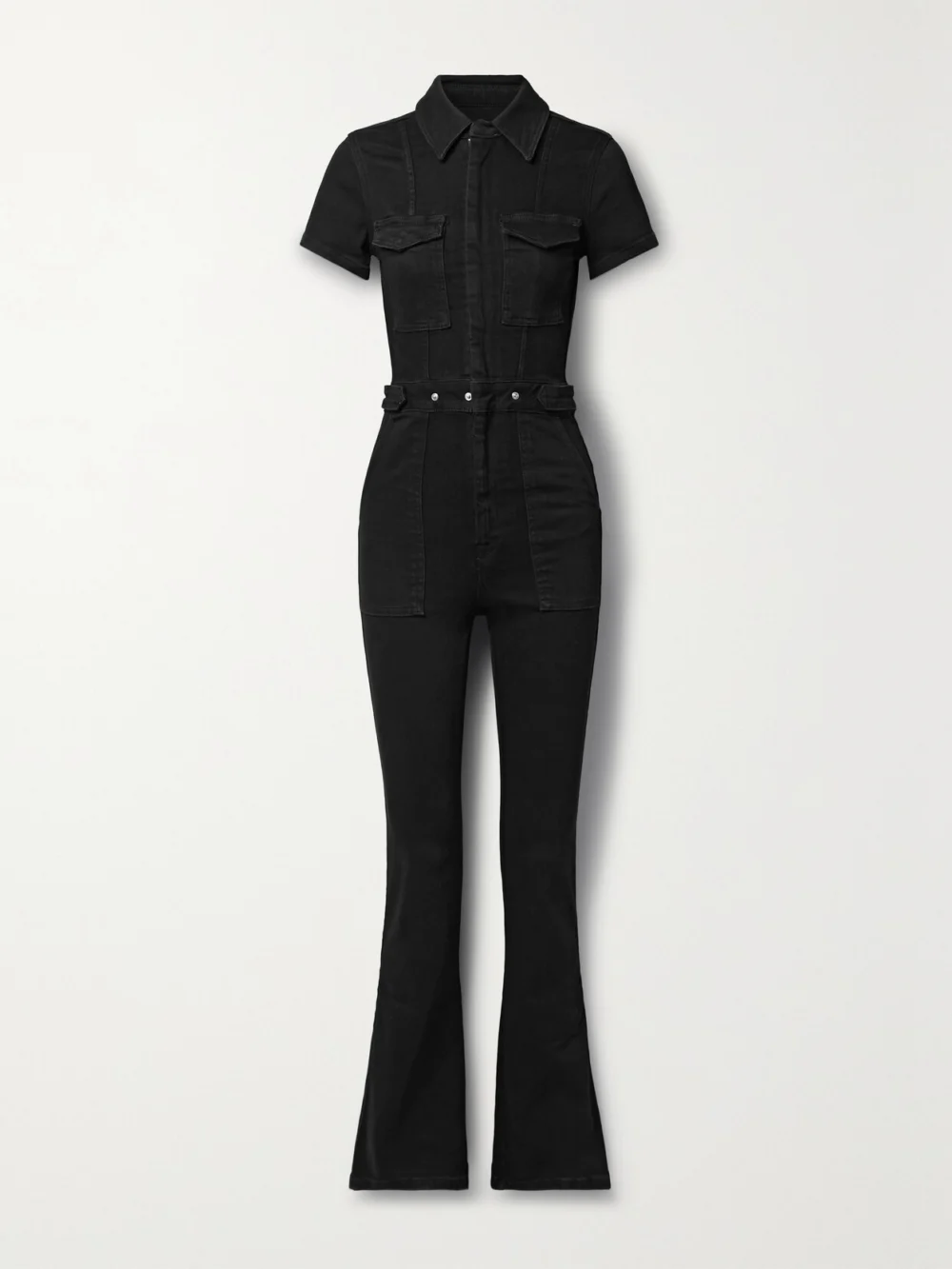Good American Fit for Success Stretch-denim Jumpsuit in black
