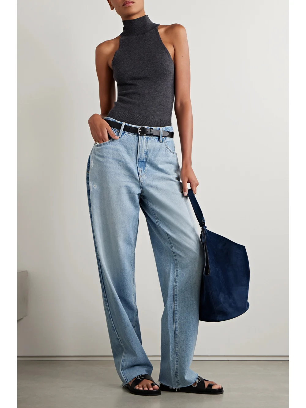 Good American Good 90s High-rise Wide-leg Jeans, worn by a model