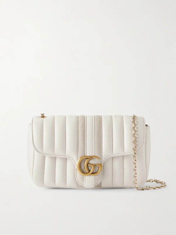 Gucci Gg Marmont Jetset Suede-trimmed Quilted Leather Crossbody Bag