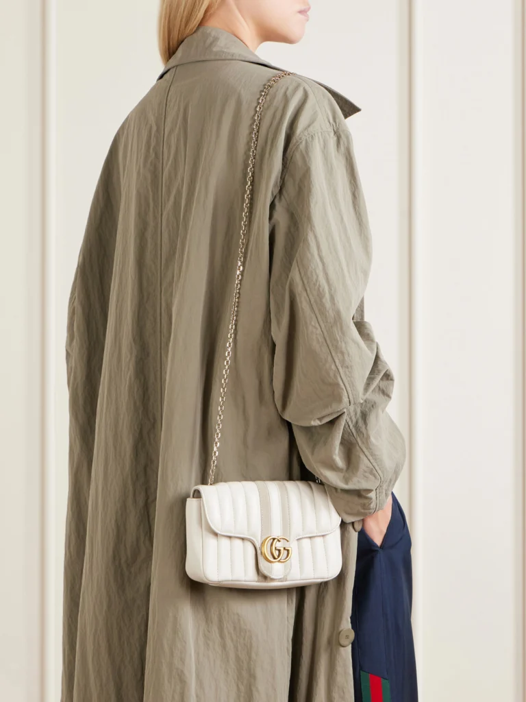 Gucci Gg Marmont Jetset Suede-trimmed Quilted Leather Crossbody Bag