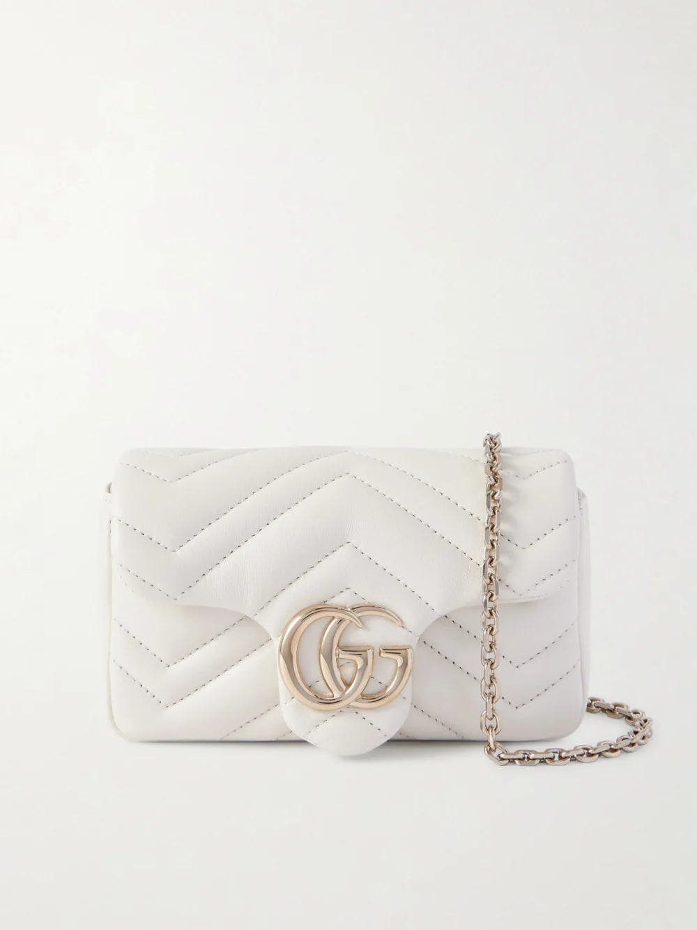 Gucci Gg Marmont Mini Matelassé Leather Shoulder Bag in white