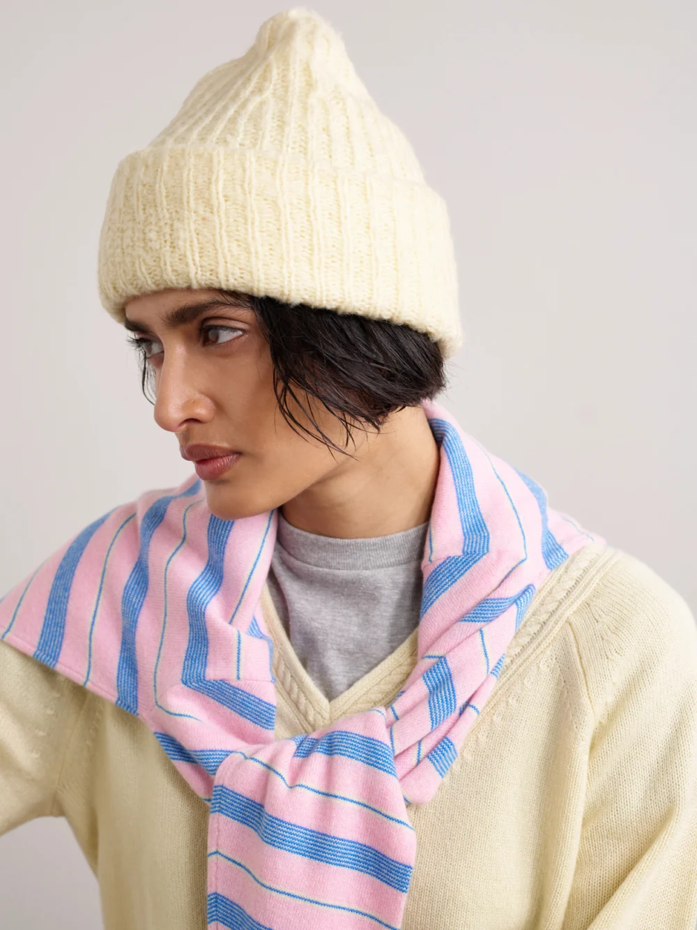 Guest In Residence Cloud Ribbed Merino Wool-blend Beanie, styled view