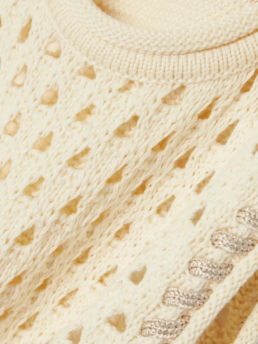 Close-up detail of the Guest In Residence Open-knit Cotton Tunic
