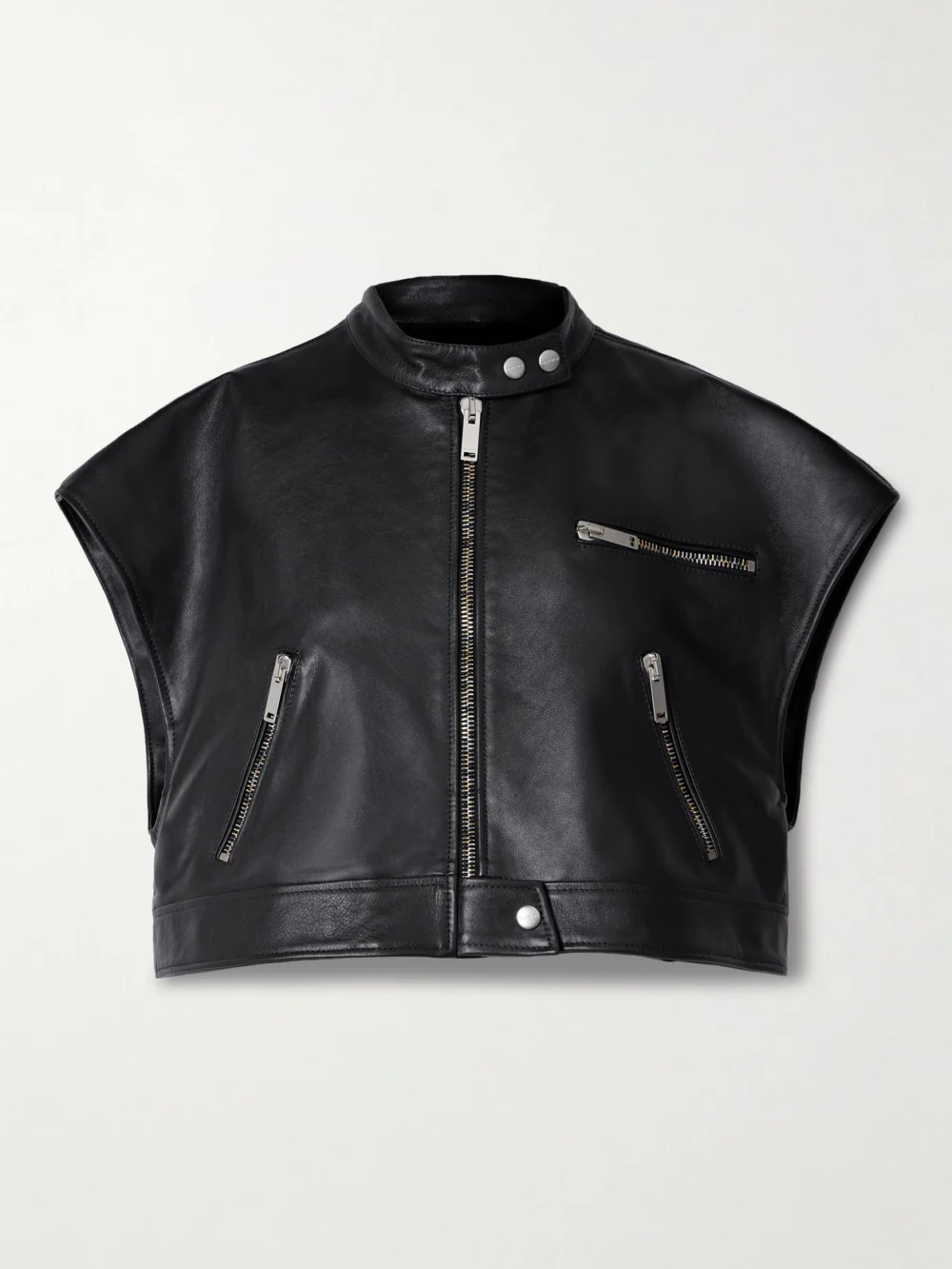 Halfboy Cropped Leather Vest in black