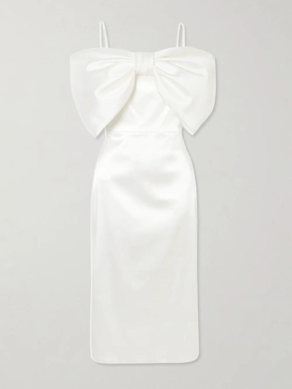 Halfpenny London Avery Bow-detailed Stretch-duchesse Satin Midi Dress in ivory