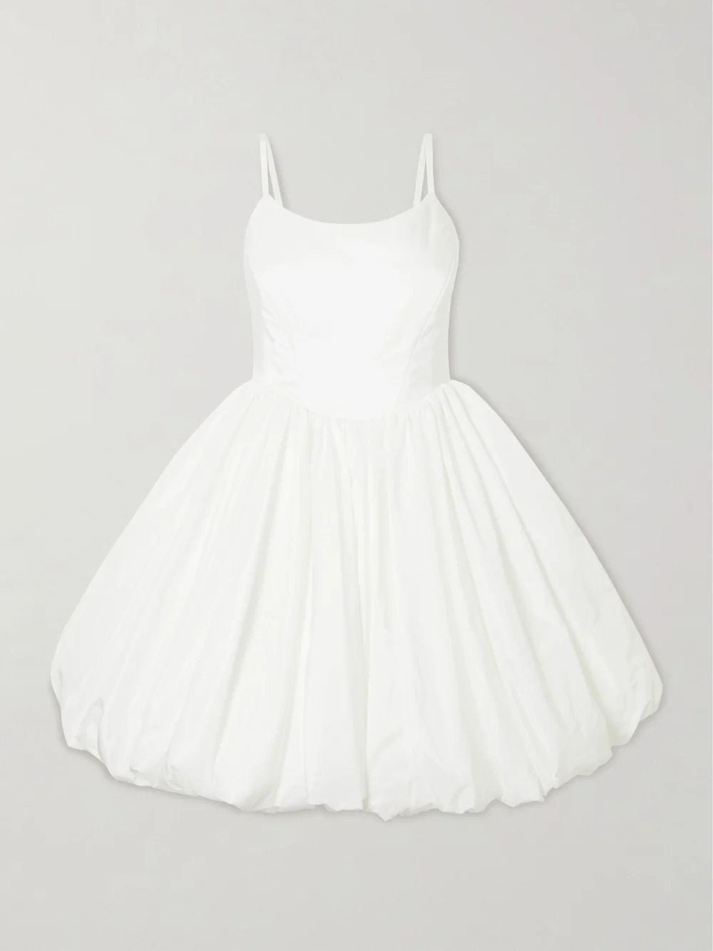 Halfpenny London May Gathered Taffeta Mini Dress in ivory