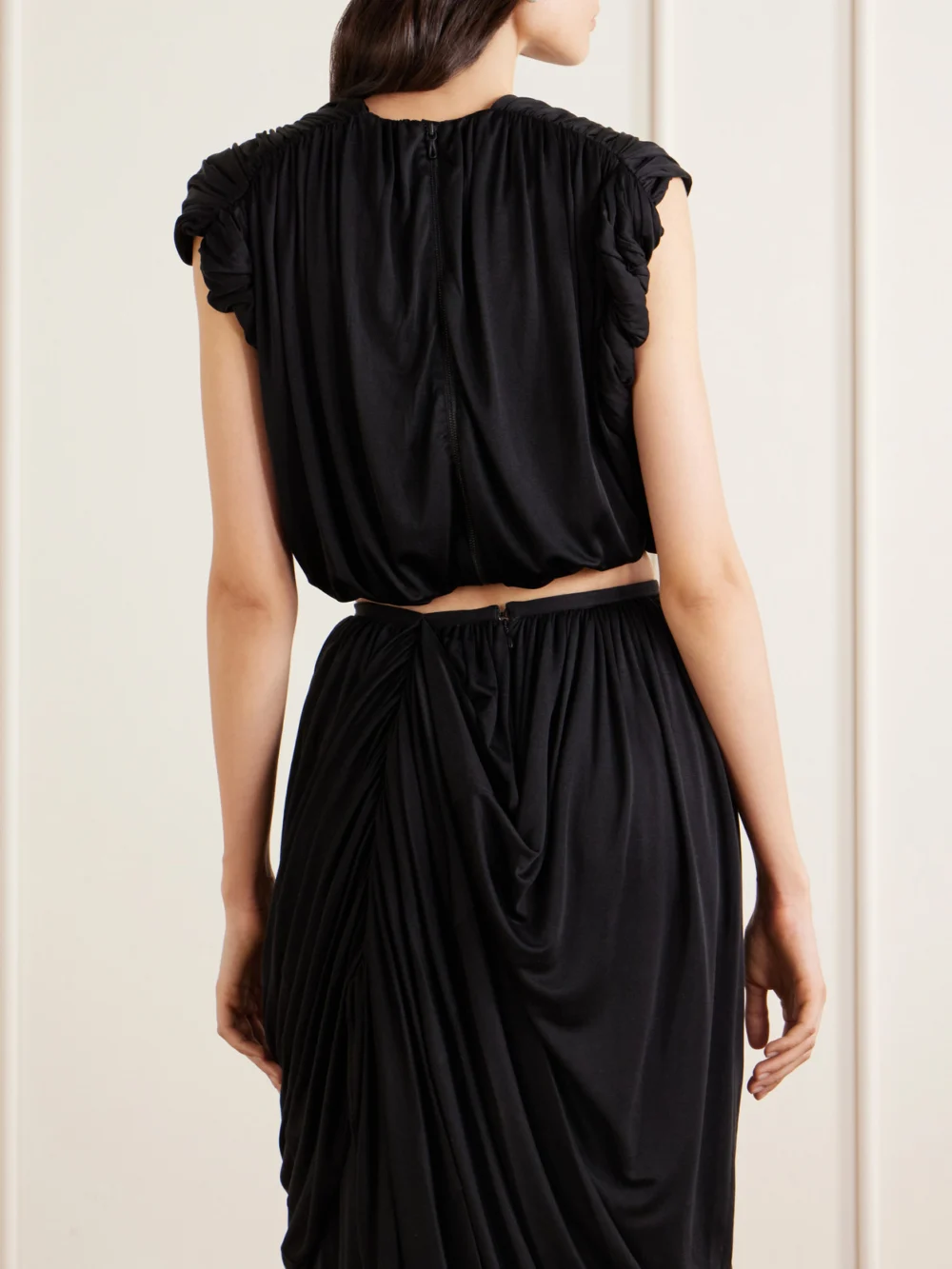Back view of the Heirlome Effie Gathered Silk-jersey Tank