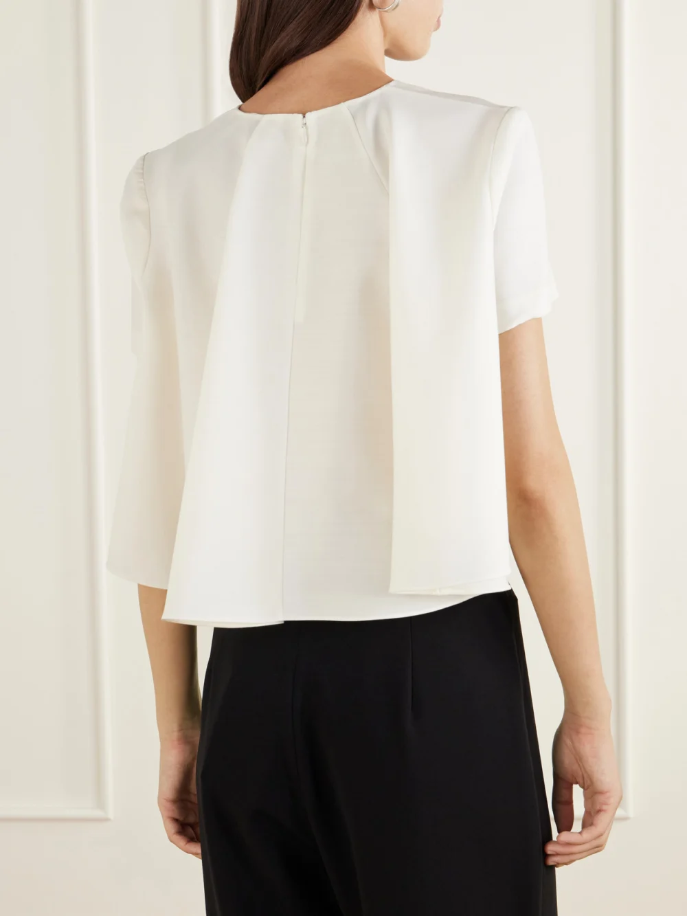 Back view of the Heirlome Mariel Faille Wool-blend Blouse