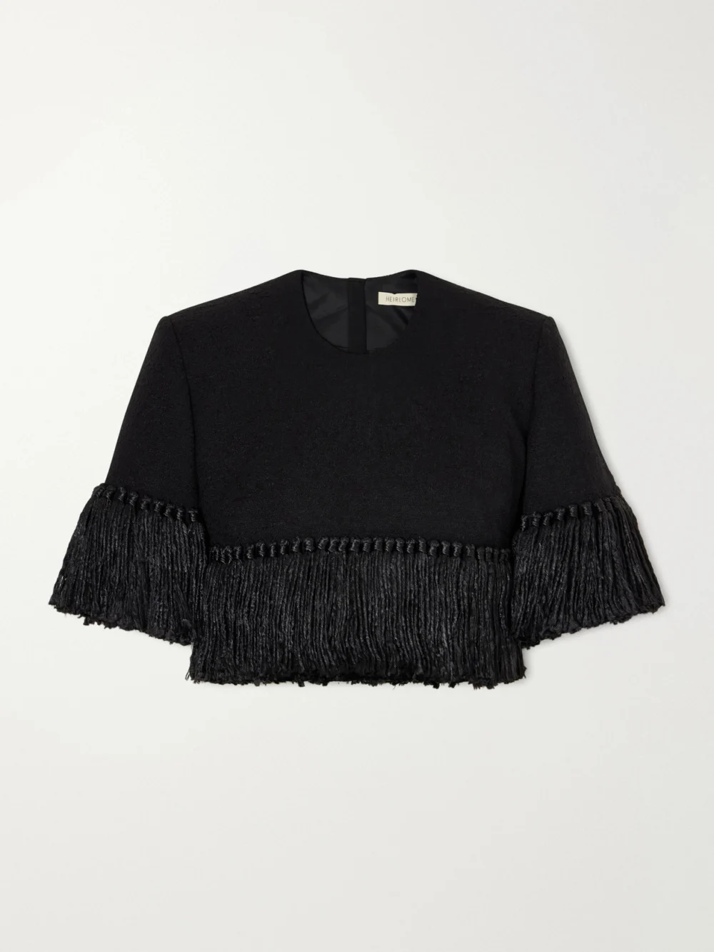 Heirlome Matilde Bouclé Fringed Wool-blend Blouse in black