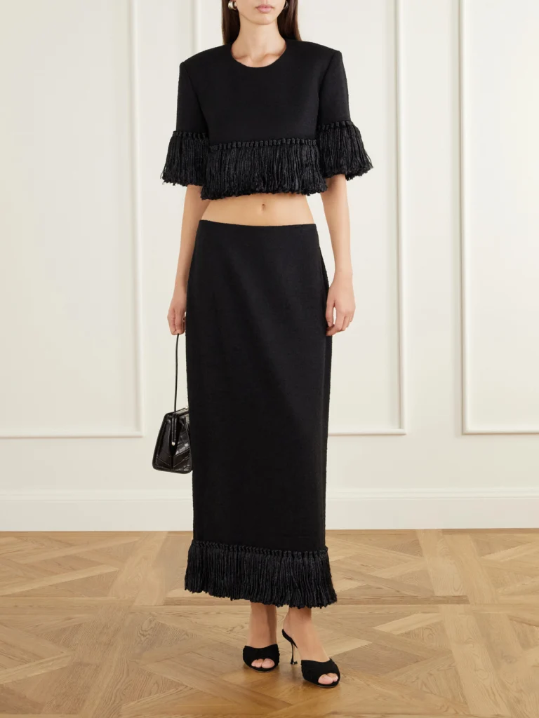 Heirlome Matilde Bouclé Fringed Wool-blend Blouse
