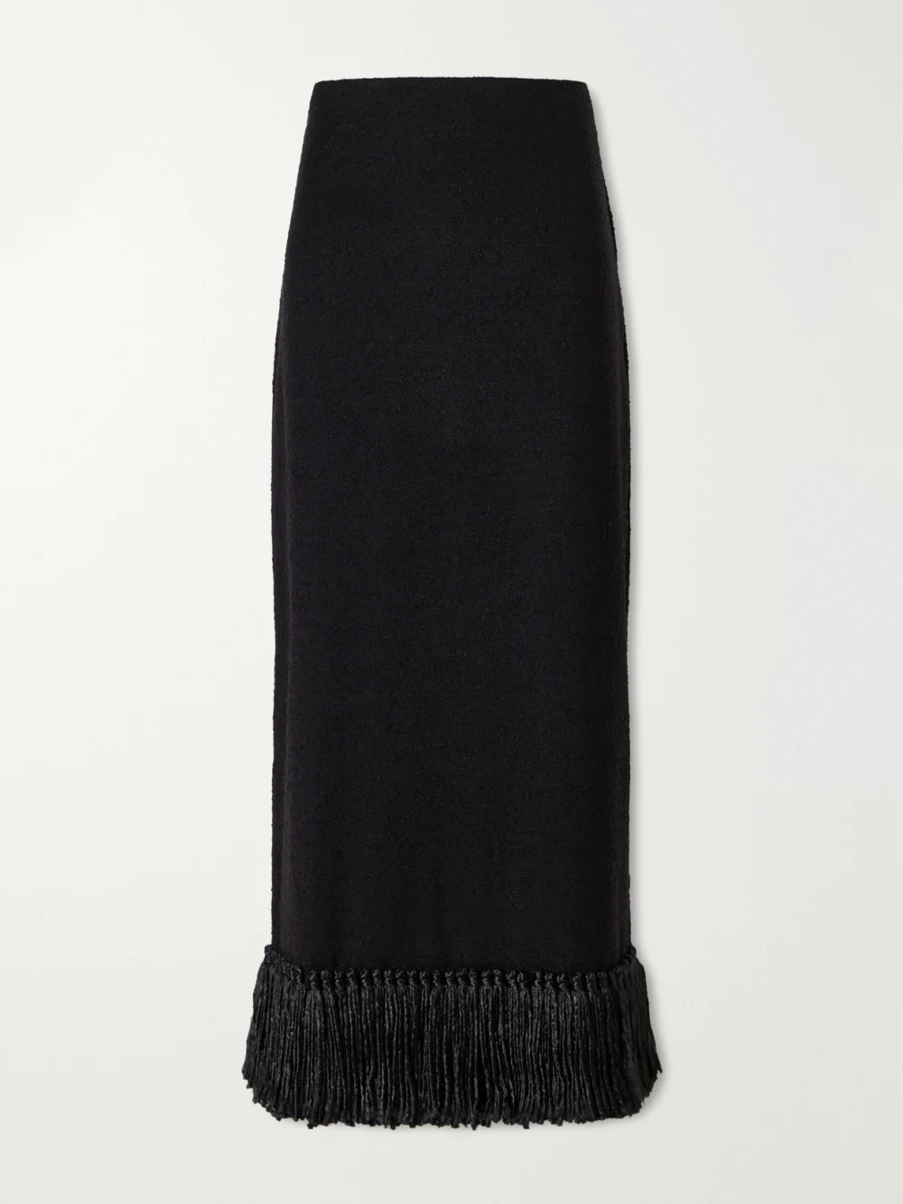 Heirlome Matilde Fringe-detail Wool-blend Maxi Skirt in black