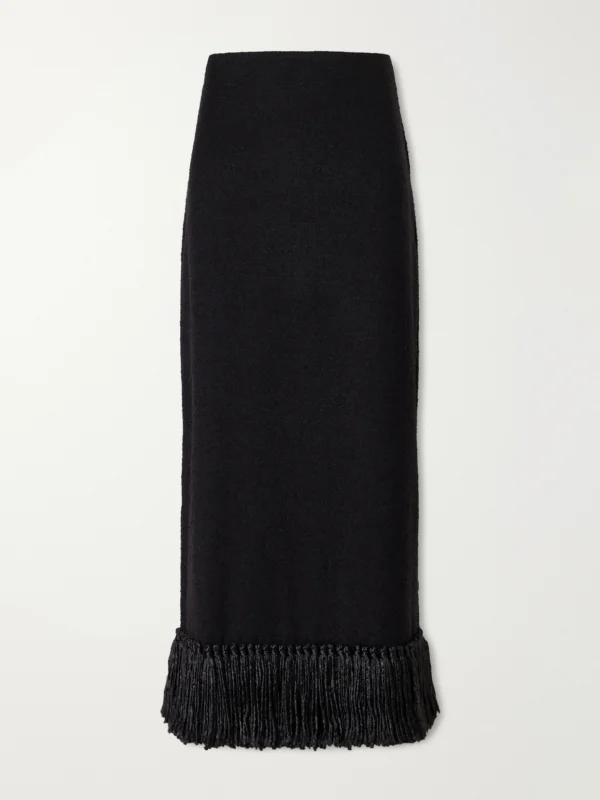 Heirlome Matilde Fringe-detail Wool-blend Maxi Skirt