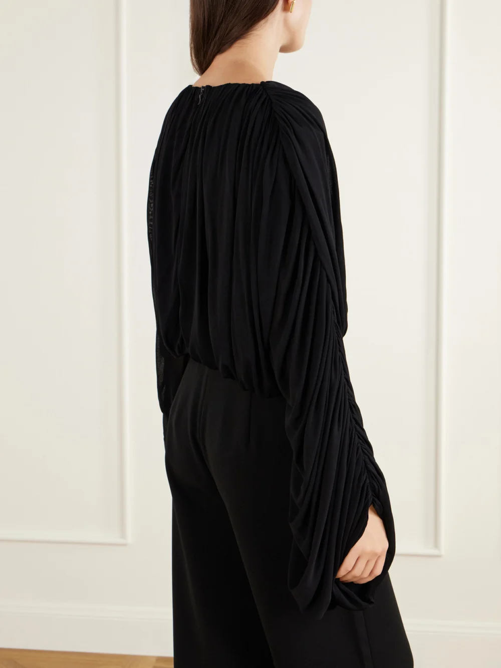 Back view of the Heirlome Micka Jersey Draped Blouse
