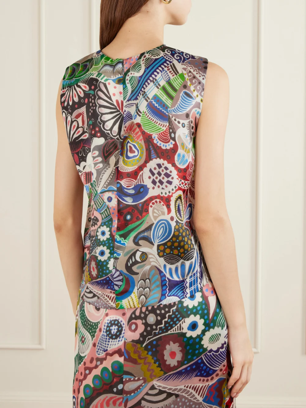 Back view of the Heirlome Printed Silk-organza Top