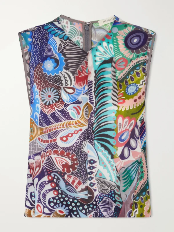 Heirlome Printed Silk-organza Top
