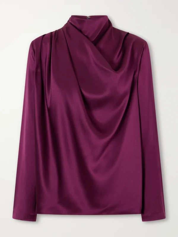 Heirlome Sybil Draped Silk-satin Blouse
