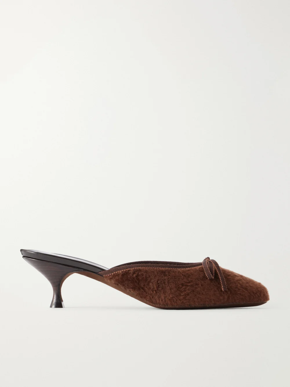 Herbert Levine 24/7 50 Bow-detail Shearling Mules in dark brown