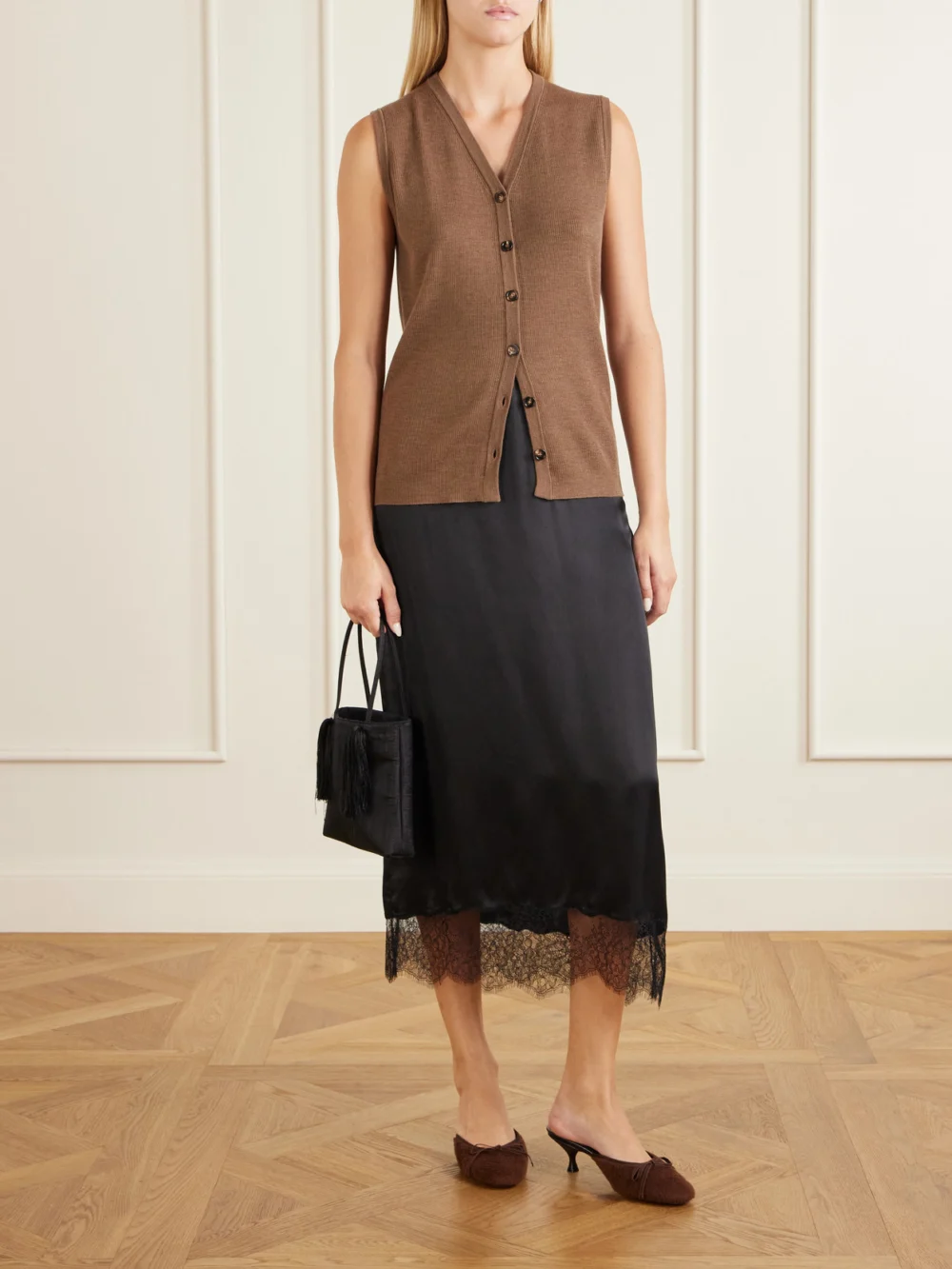 Herbert Levine 24/7 50 Bow-detail Shearling Mules, styled view
