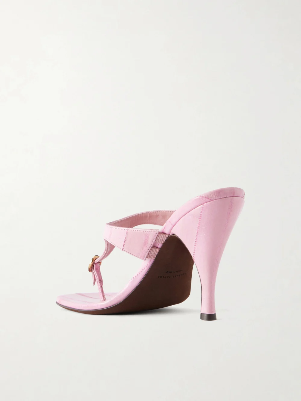 Back view of the Herbert Levine Kiss and Tell 100 Embellished Textured-leather Sandals