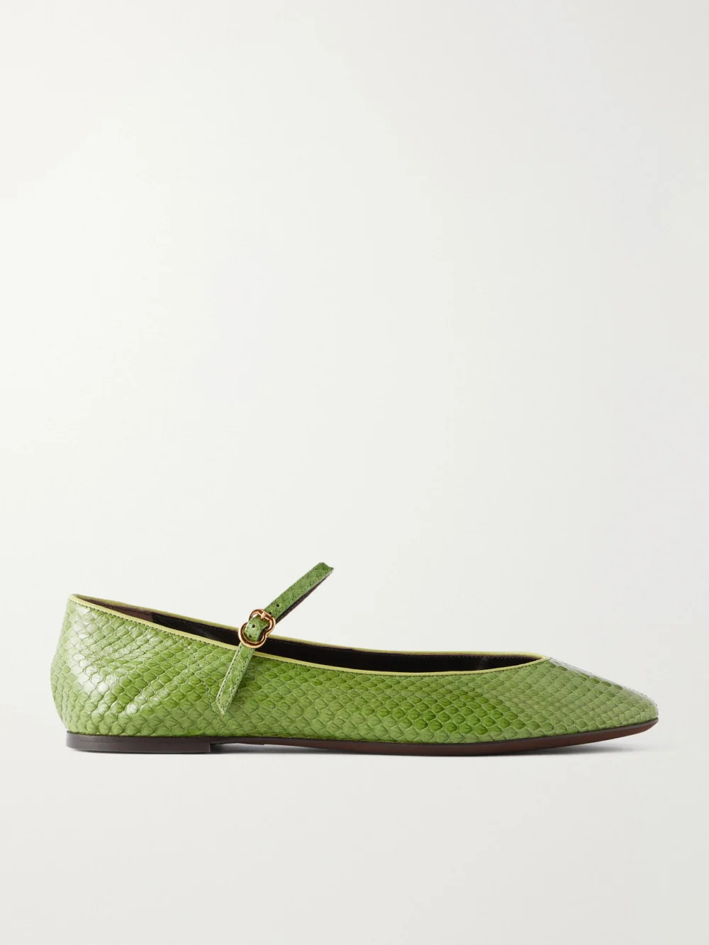 Herbert Levine Rule the Day Snake-effect Leather Ballet Flats in lime green