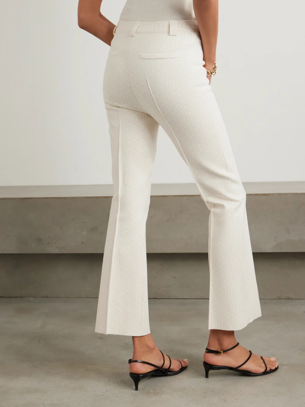 Back view of the High Sport Charlie Cotton-blend Jacquard Slim-leg Pants