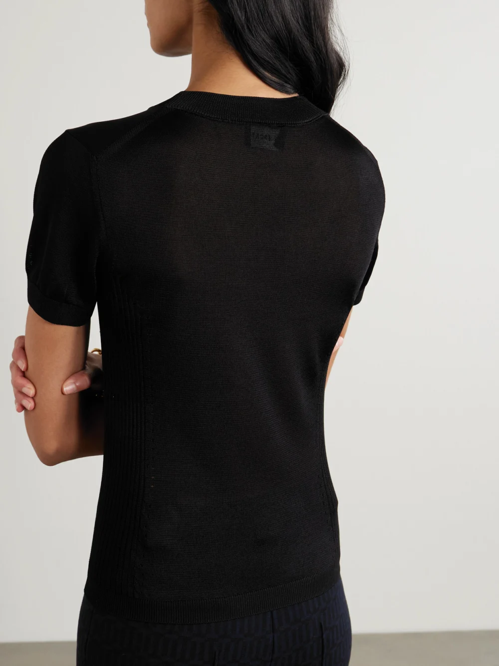 Back view of the High Sport Eden Pointelle-knitted T-shirt