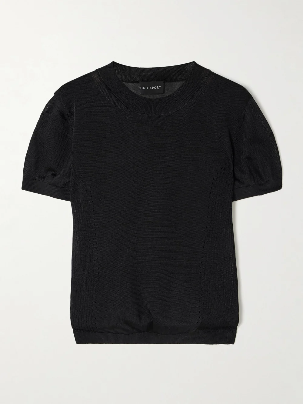 High Sport Eden Pointelle-knitted T-shirt in black
