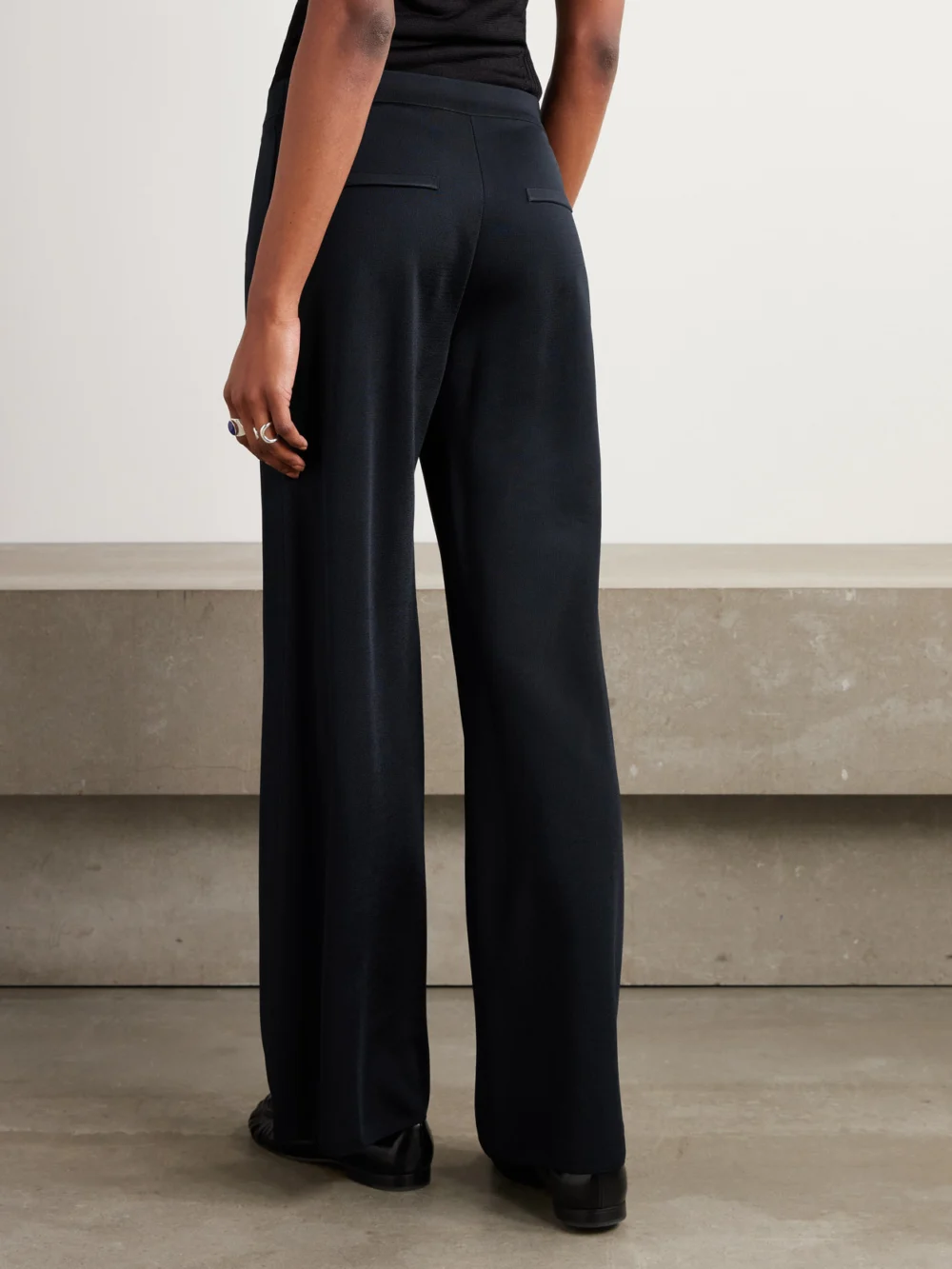 Back view of the High Sport Gene Pleated Twill Wide-leg Trousers