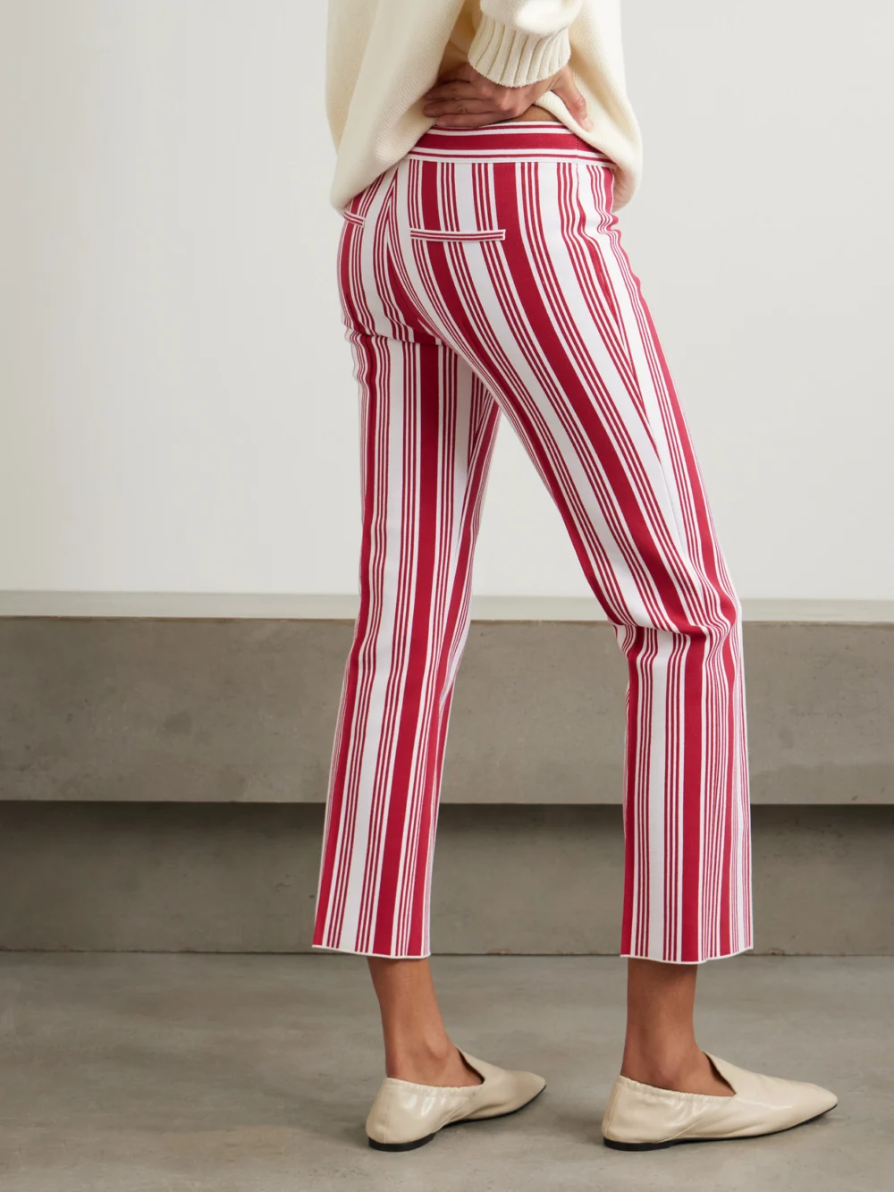 Back view of the High Sport Louis Cropped Striped Cotton-blend Straight-leg Pants