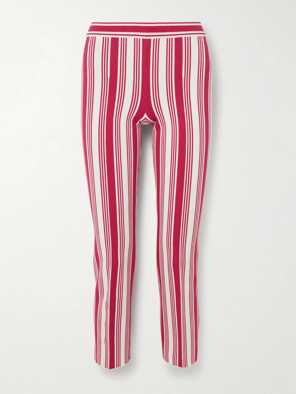 High Sport Louis Cropped Striped Cotton-blend Straight-leg Pants in red