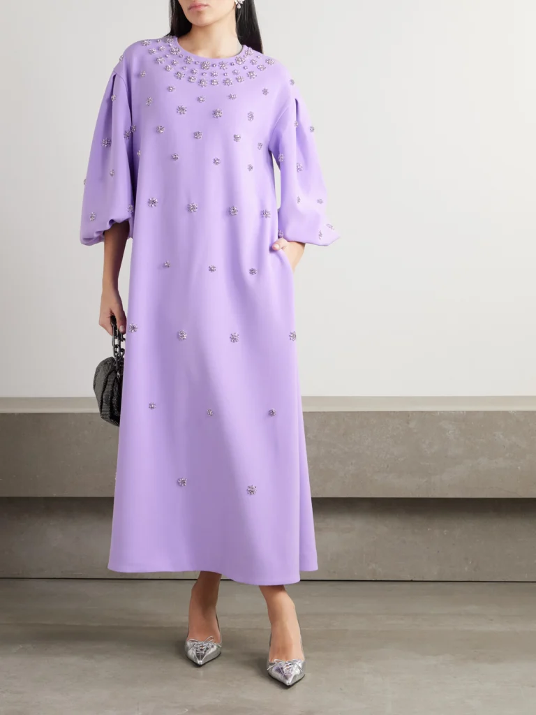 Huishan Zhang Tilda Embellished Recycled-crepe Gown