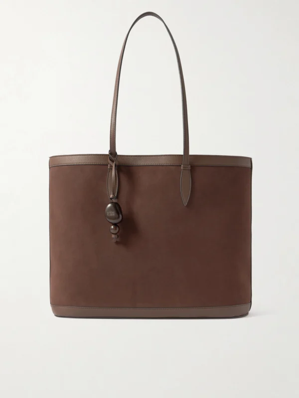 Hunting Season Beaded Leather-trimmed Suede Tote