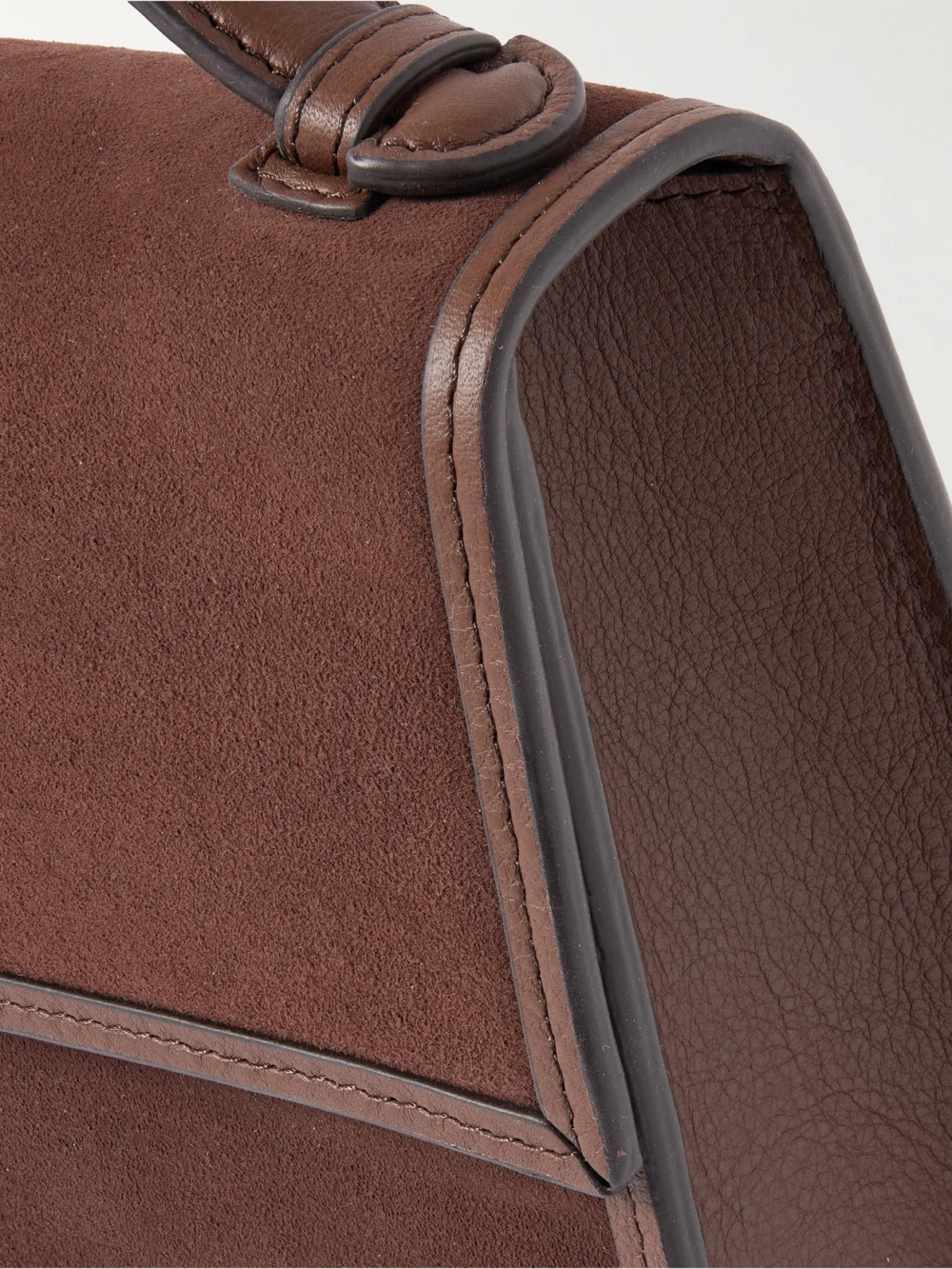 Close-up detail of the Hunting Season Small Leather-trimed Suede Tote