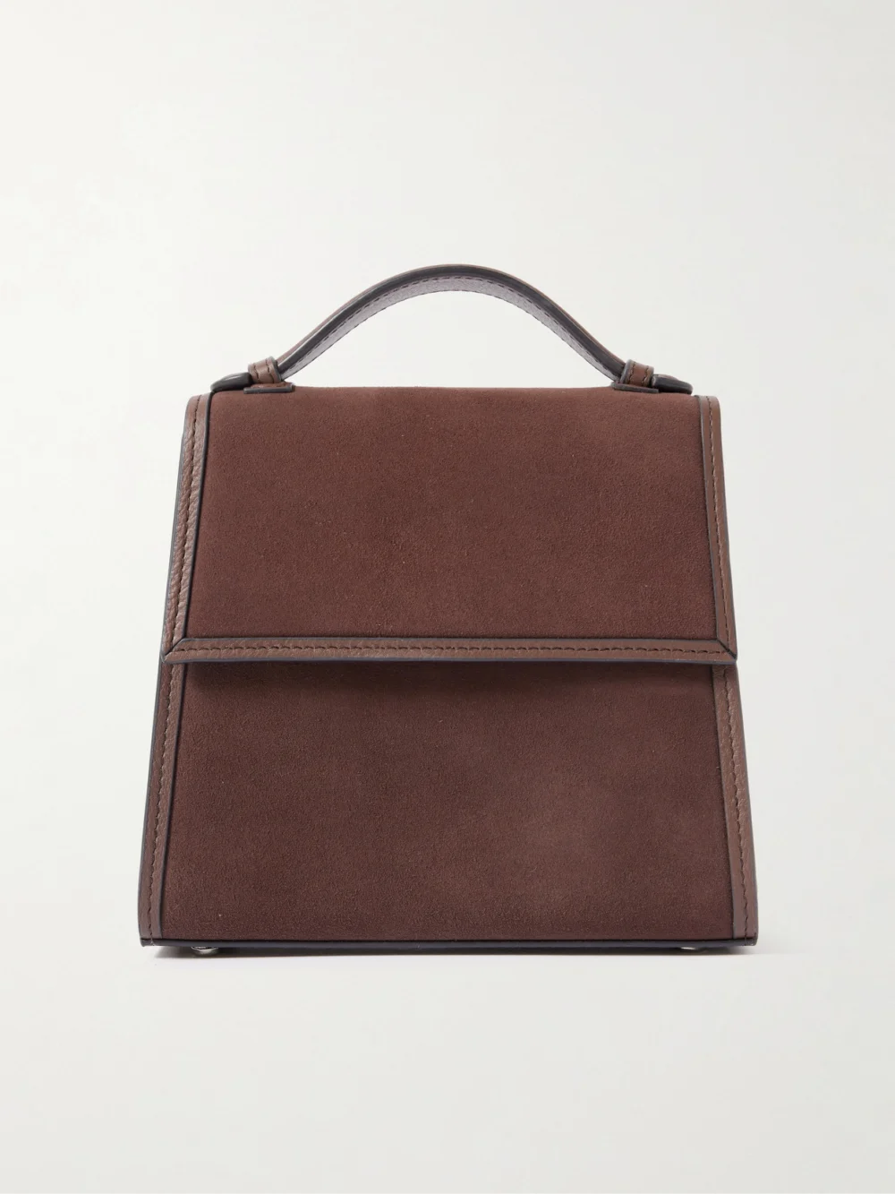 Hunting Season Small Leather-trimed Suede Tote in dark brown