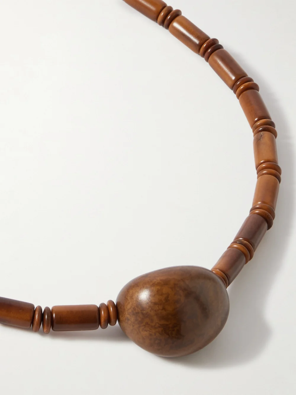 Close-up detail of the Hunting Season The Choker Tagua and Leather Necklace