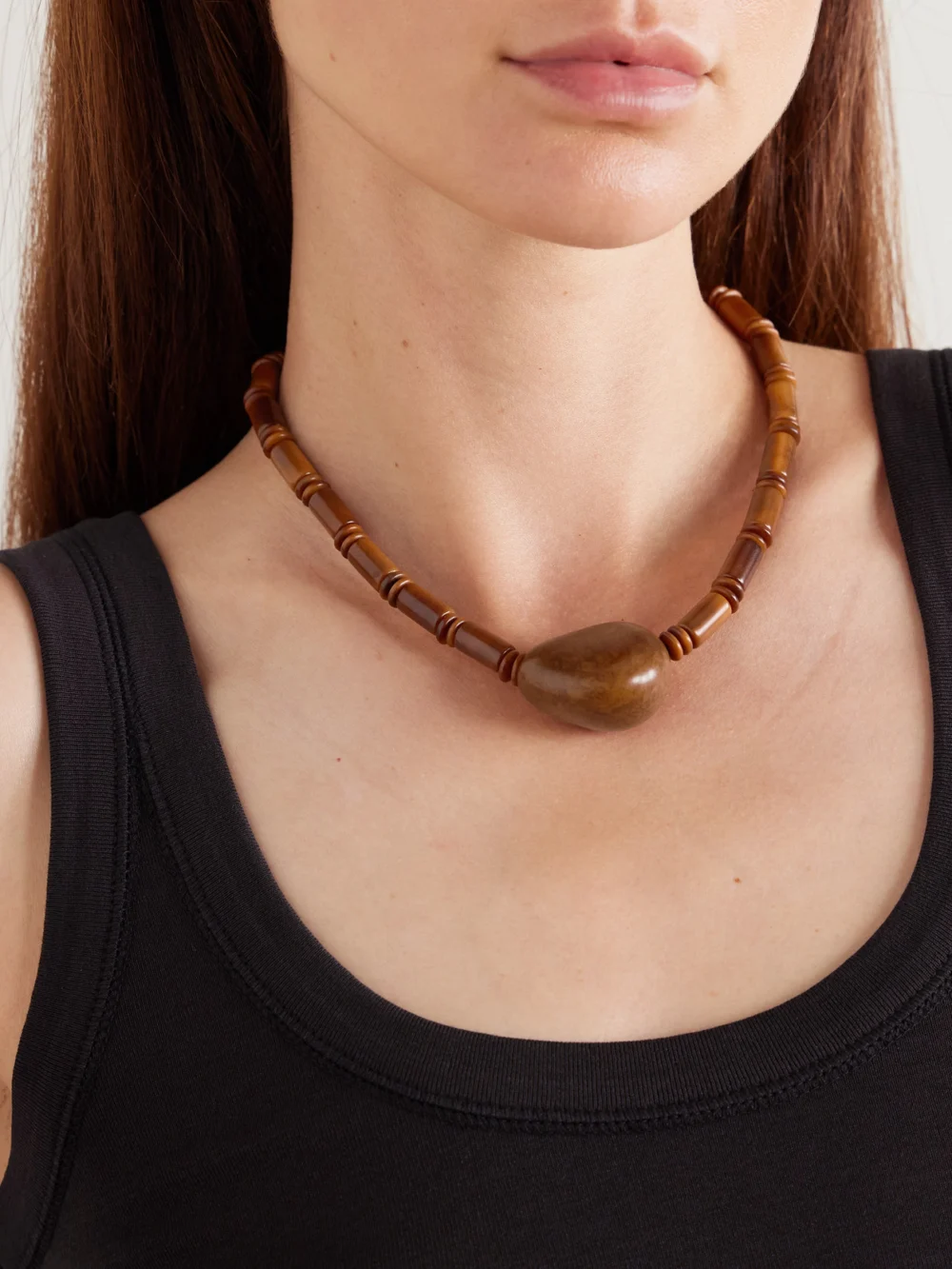 Hunting Season The Choker Tagua and Leather Necklace, styled view