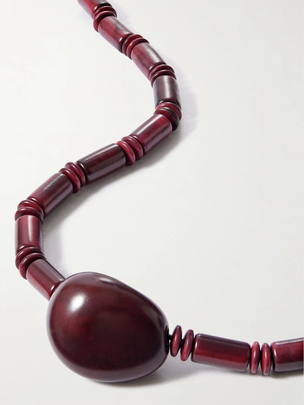 Close-up detail of the Hunting Season The Choker Tagua and Leather Necklace