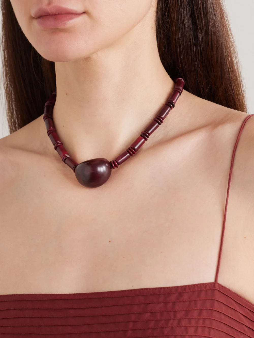 Hunting Season The Choker Tagua and Leather Necklace, styled view