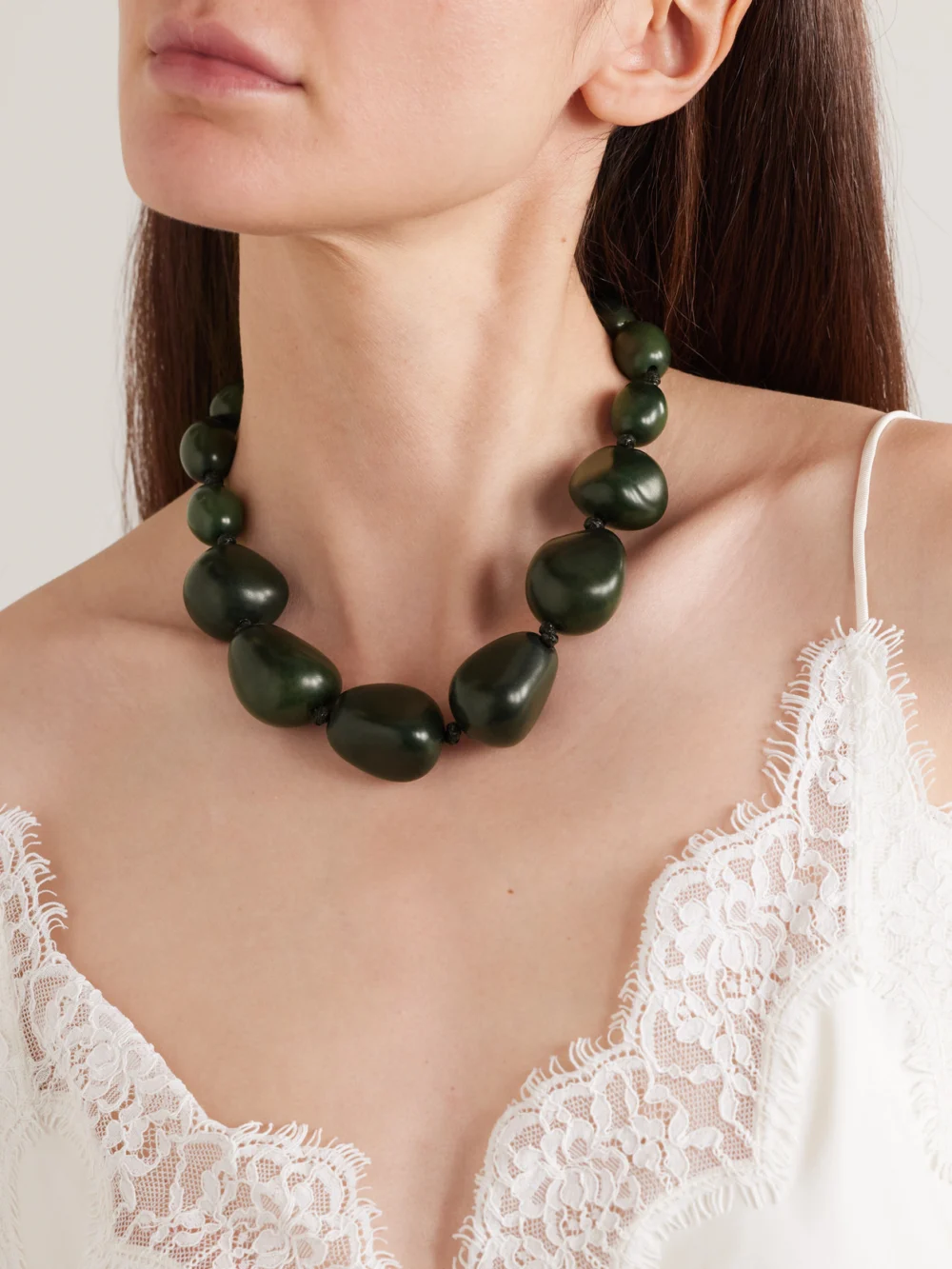 Hunting Season The Statement Tagua and Leather Necklace, styled view