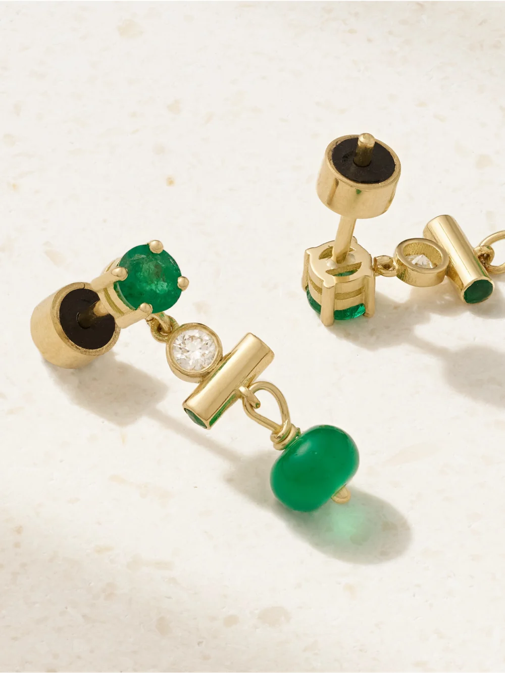 Close-up detail of the Ileana Makri 18-karat Gold Multi-stone Earrings
