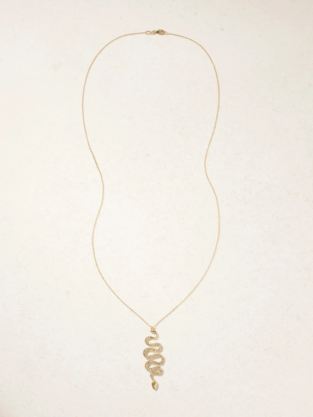 Close-up detail of the Ileana Makri Black Mamba 18-karat Gold Diamond Necklace